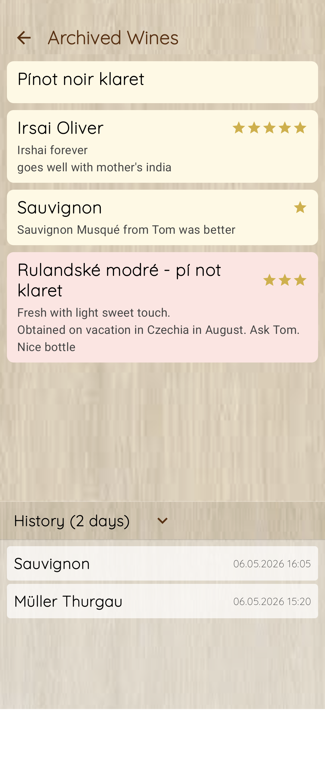 History Log